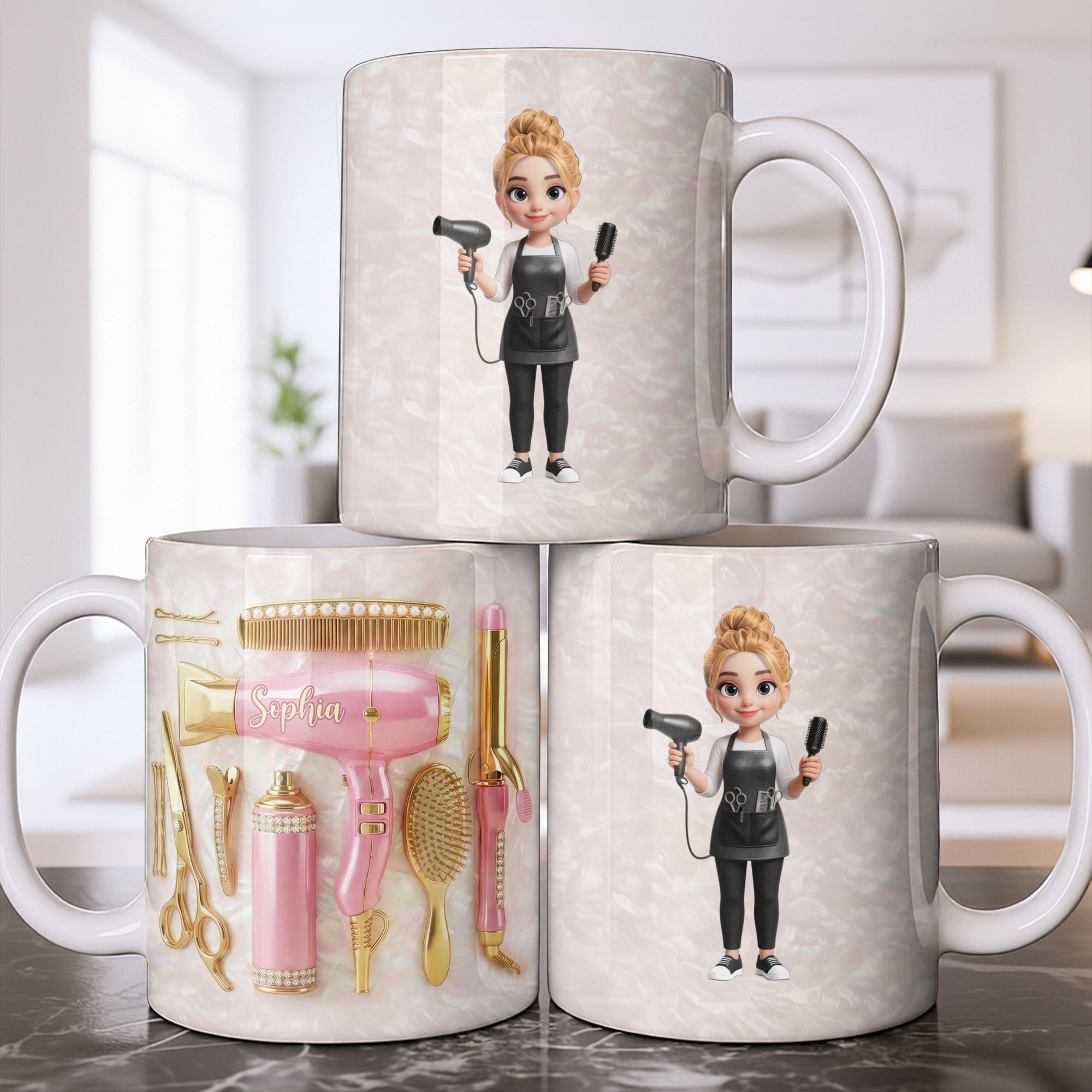 Personalized Hair Stylist Mug Custom Name Gift for Her Edge-to-edge Mug GradoCreations