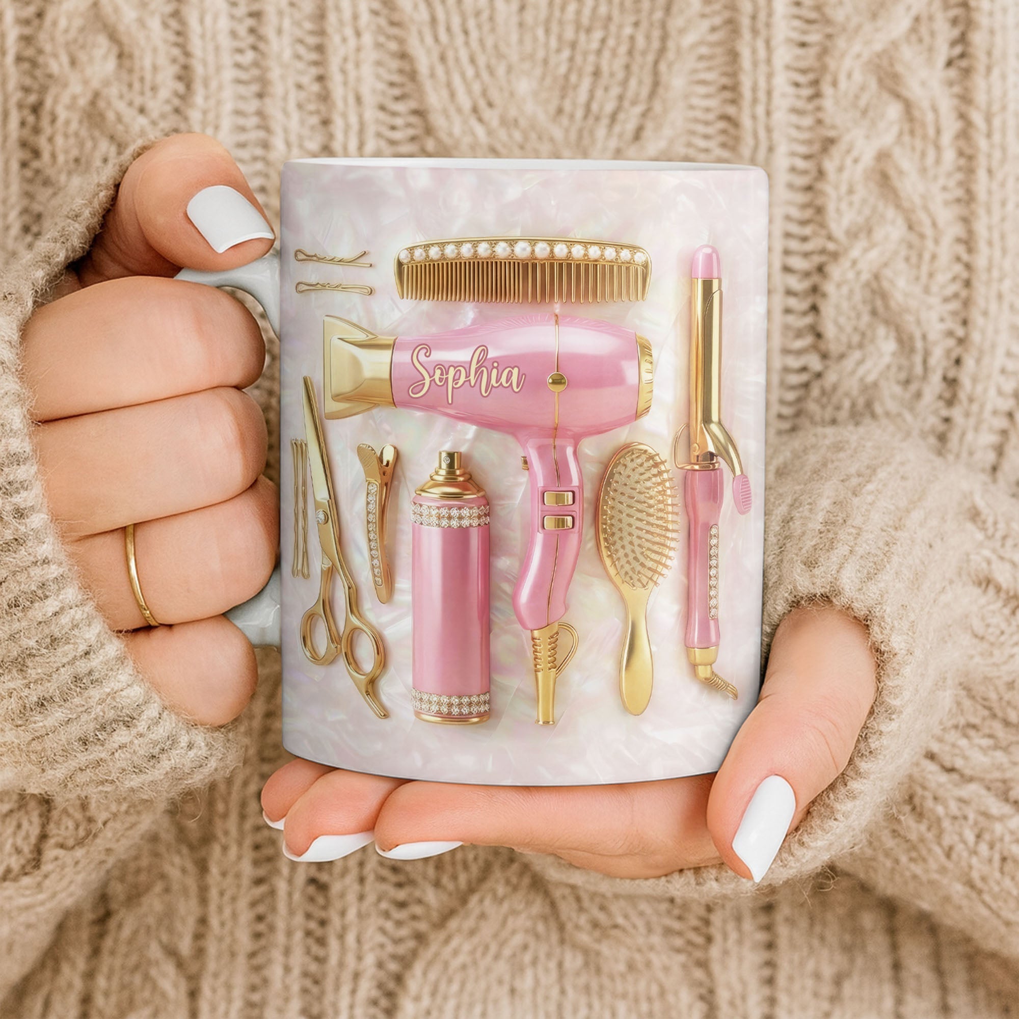 Personalized Hair Stylist Mug Custom Name Gift for Her Edge-to-edge Mug GradoCreations