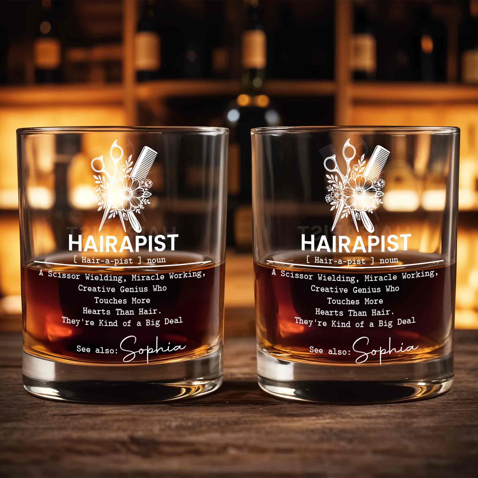 Personalized Custom Whiskey Glass for Hair Stylist Gift Idea