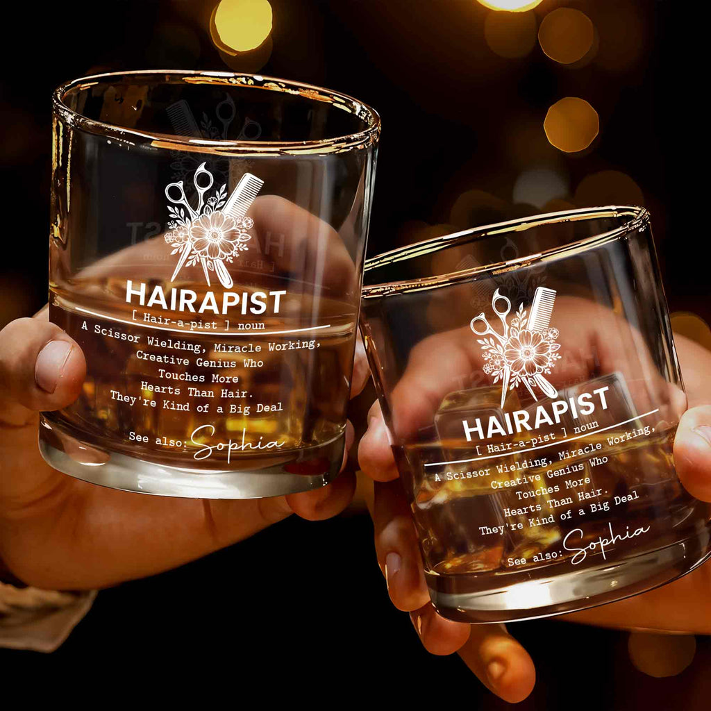 Personalized Custom Whiskey Glass for Hair Stylist Gift Idea