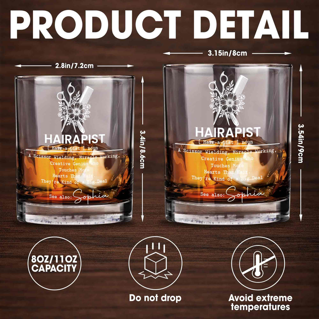 Personalized Custom Whiskey Glass for Hair Stylist Gift Idea