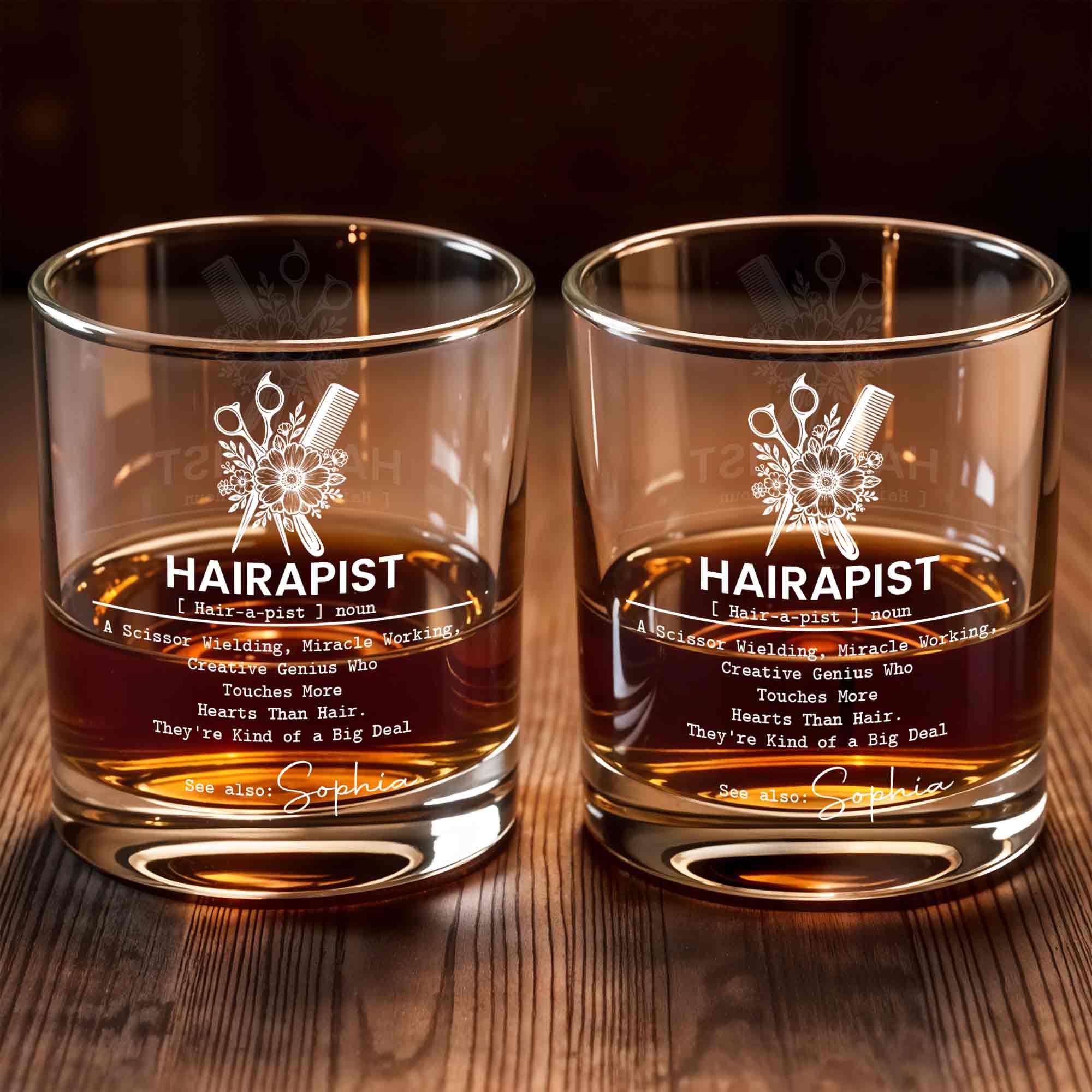 Personalized Custom Whiskey Glass for Hair Stylist Gift Idea