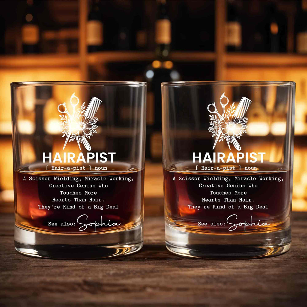 Personalized Custom Whiskey Glass for Hair Stylist Gift Idea