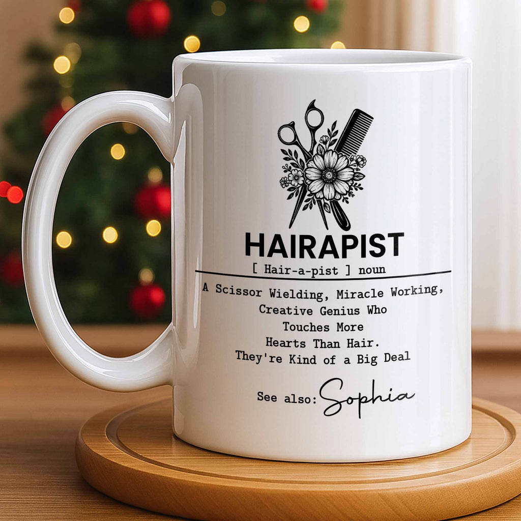 Personalized Hairapist Coffee Mug Custom Name Gift for Her Edge-to-edge Mug GradoCreations