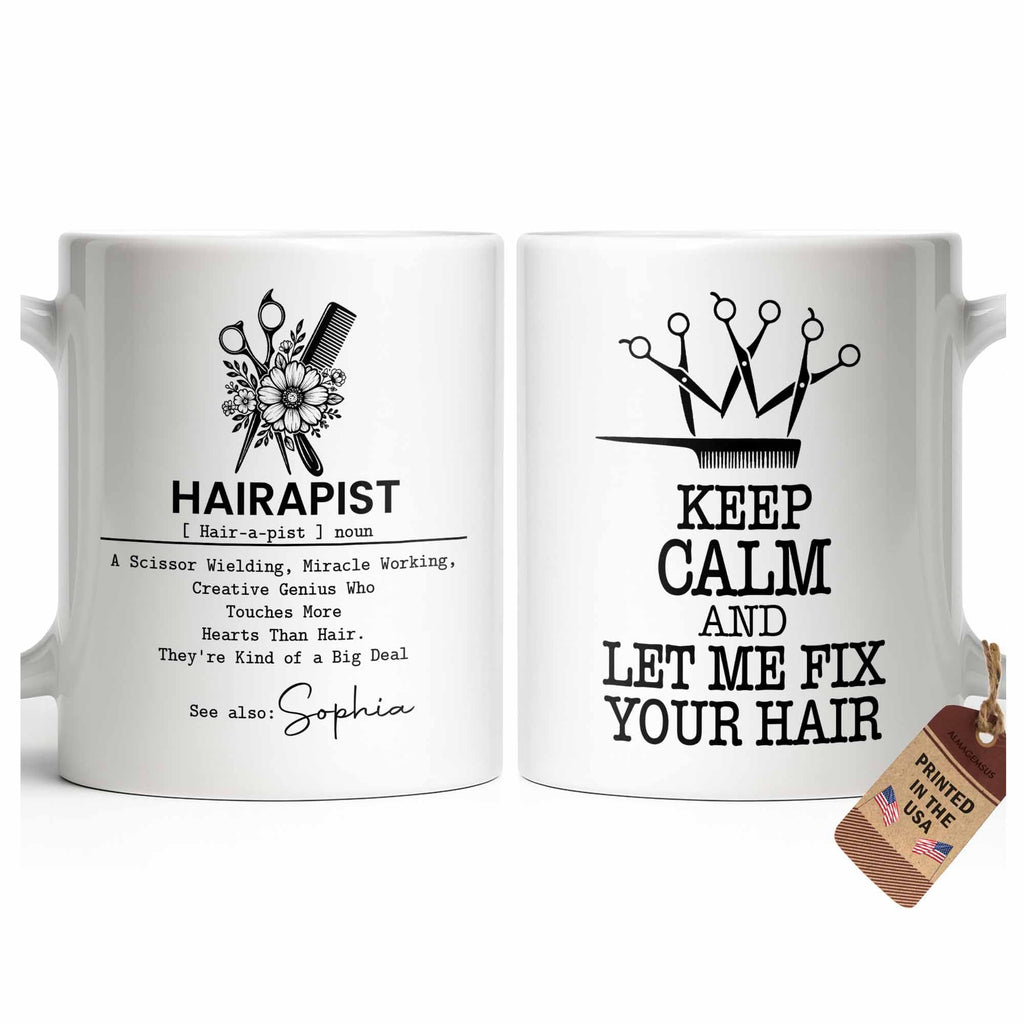 Personalized Hairapist Coffee Mug Custom Name Gift for Her Edge-to-edge Mug GradoCreations