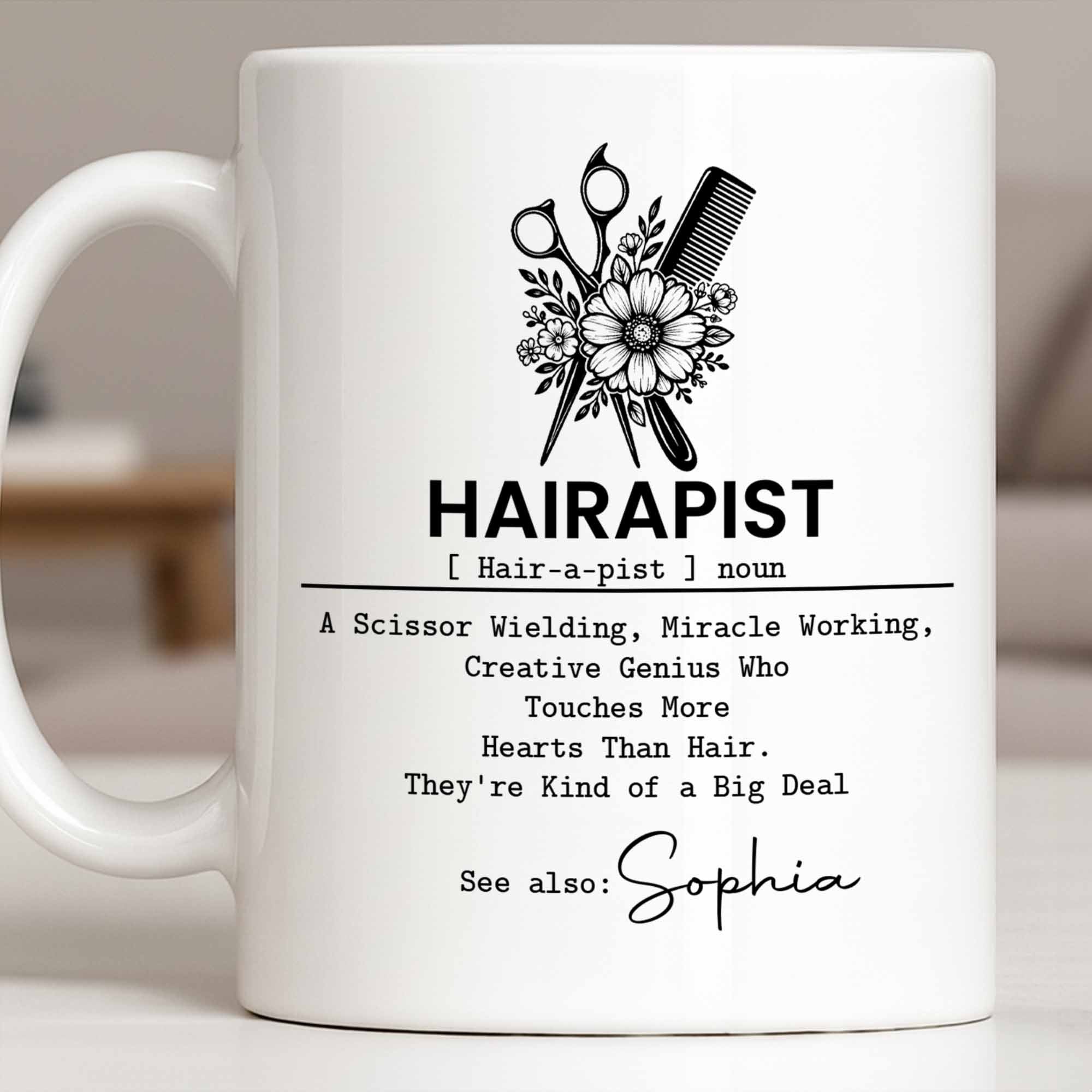 Personalized Hairapist Coffee Mug Custom Name Gift for Her Edge-to-edge Mug GradoCreations