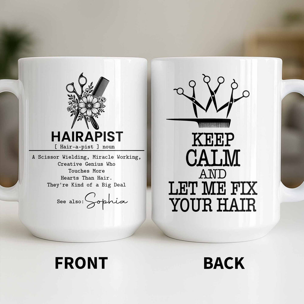 Personalized Hairapist Coffee Mug Custom Name Gift for Her Edge-to-edge Mug GradoCreations