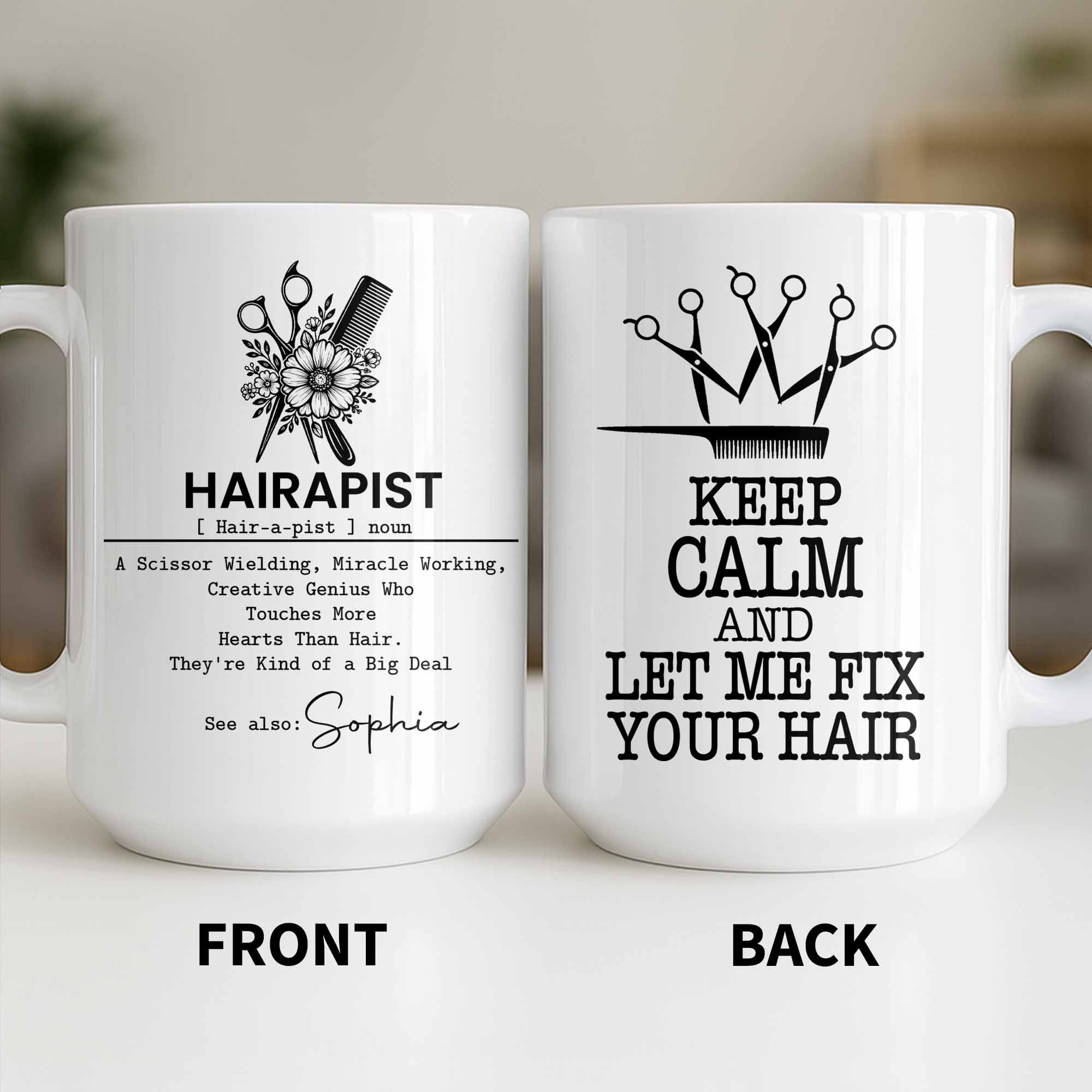 Personalized Hairapist Coffee Mug Custom Name Gift for Her Edge-to-edge Mug GradoCreations
