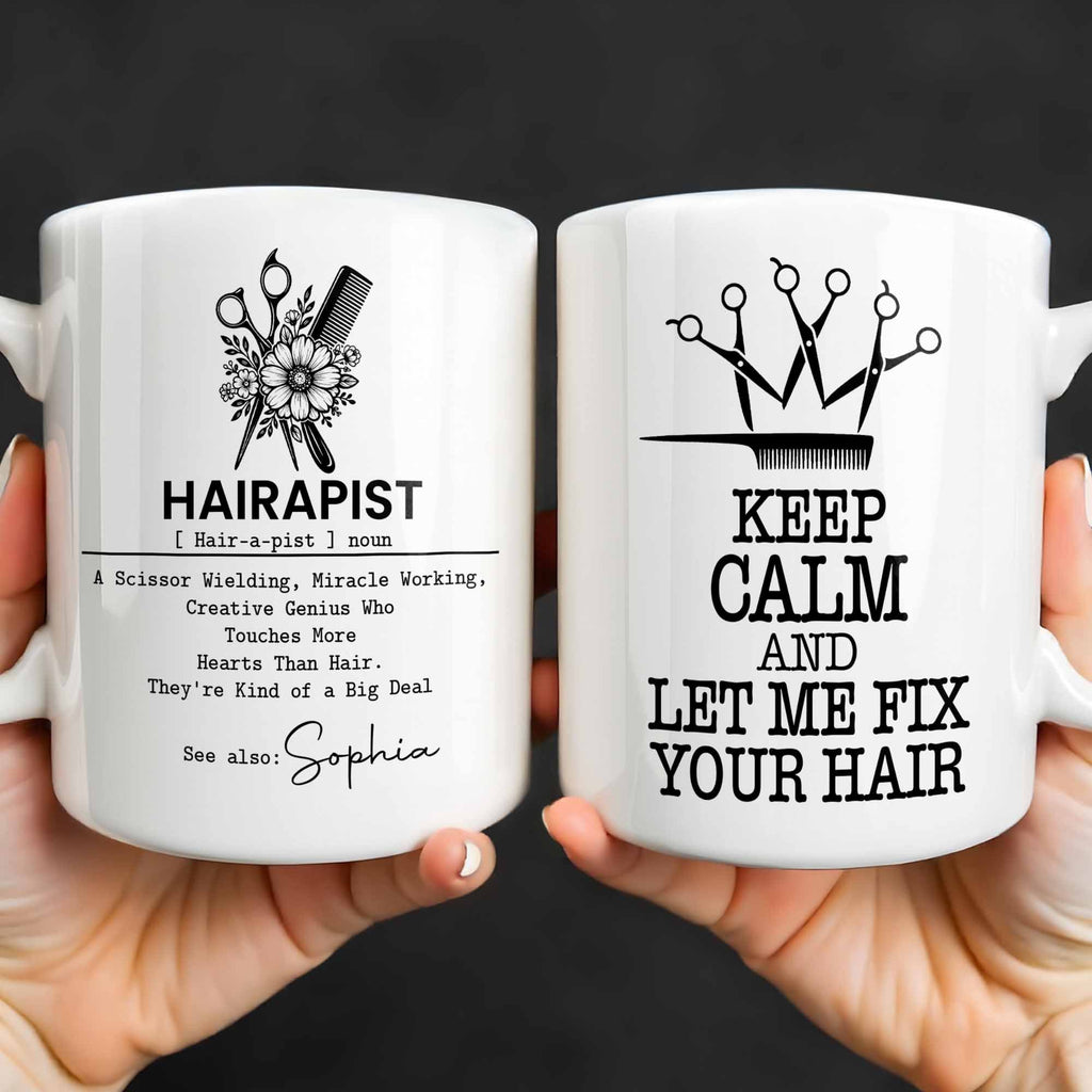 Personalized Hairapist Coffee Mug Custom Name Gift for Her Edge-to-edge Mug GradoCreations