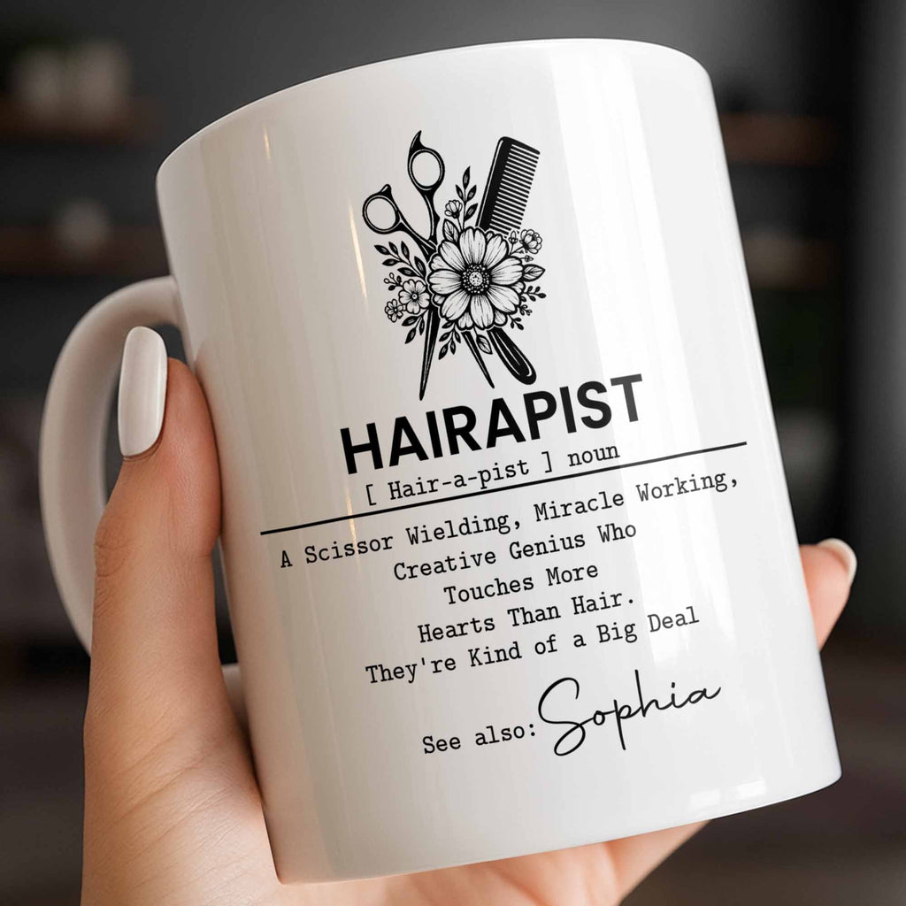 Personalized Hairapist Coffee Mug Custom Name Gift for Her Edge-to-edge Mug GradoCreations