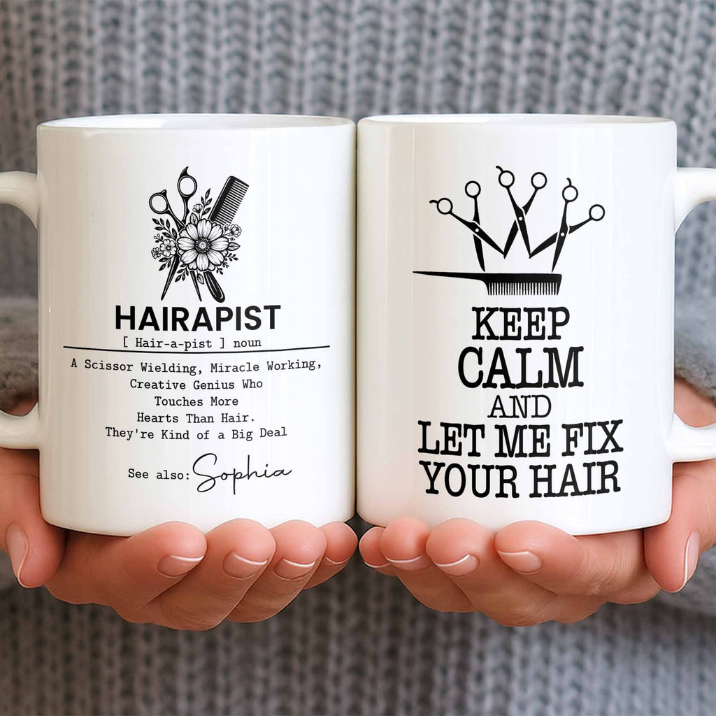 Personalized Hairapist Coffee Mug Custom Name Gift for Her Edge-to-edge Mug GradoCreations