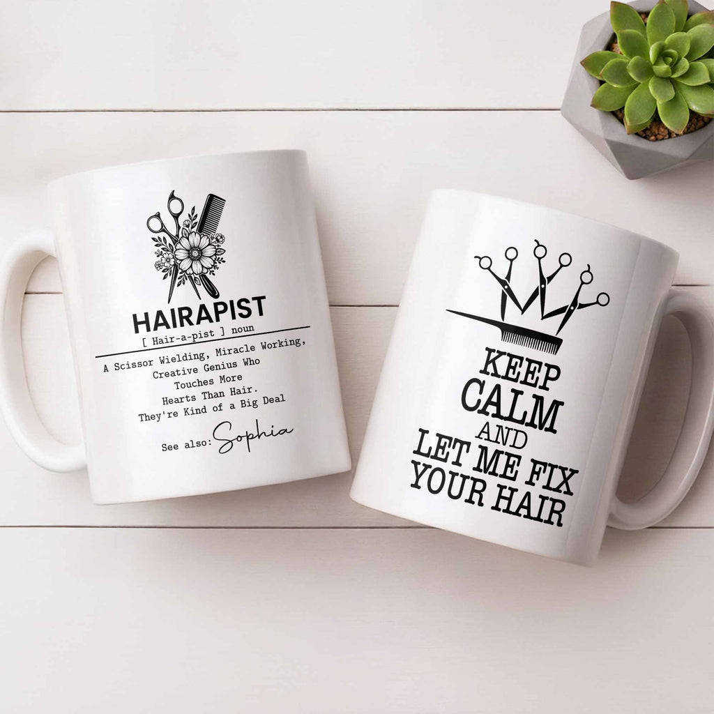 Personalized Hairapist Coffee Mug Custom Name Gift for Her Edge-to-edge Mug GradoCreations