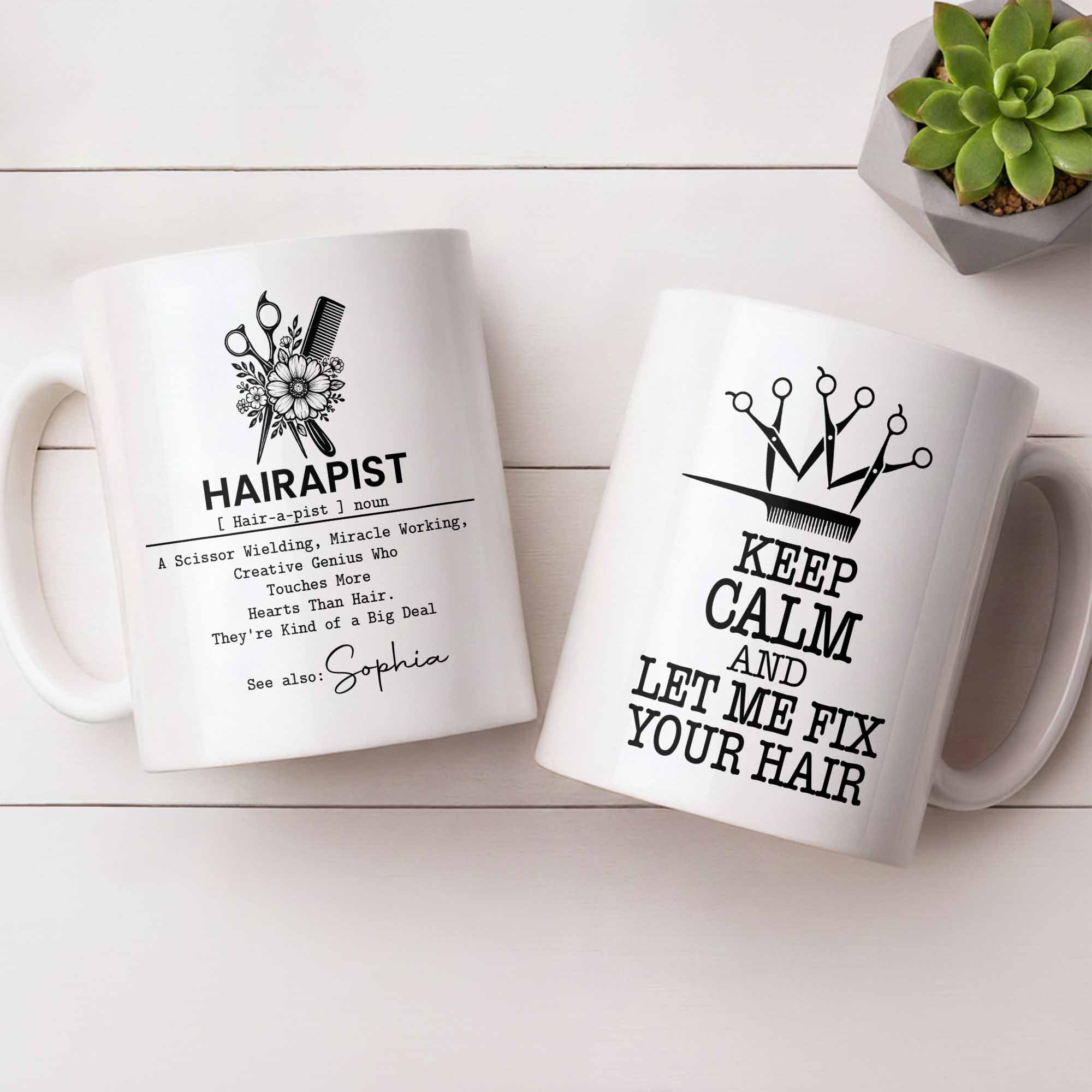 Personalized Hairapist Coffee Mug Custom Name Gift for Her Edge-to-edge Mug GradoCreations