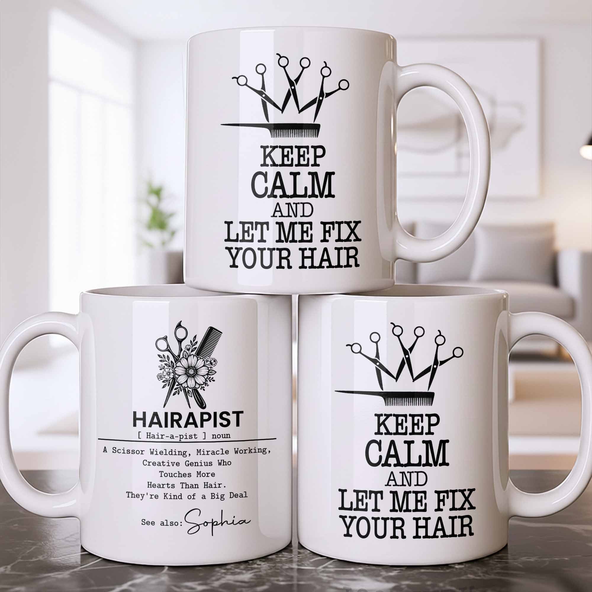 Personalized Hairapist Coffee Mug Custom Name Gift for Her Edge-to-edge Mug GradoCreations