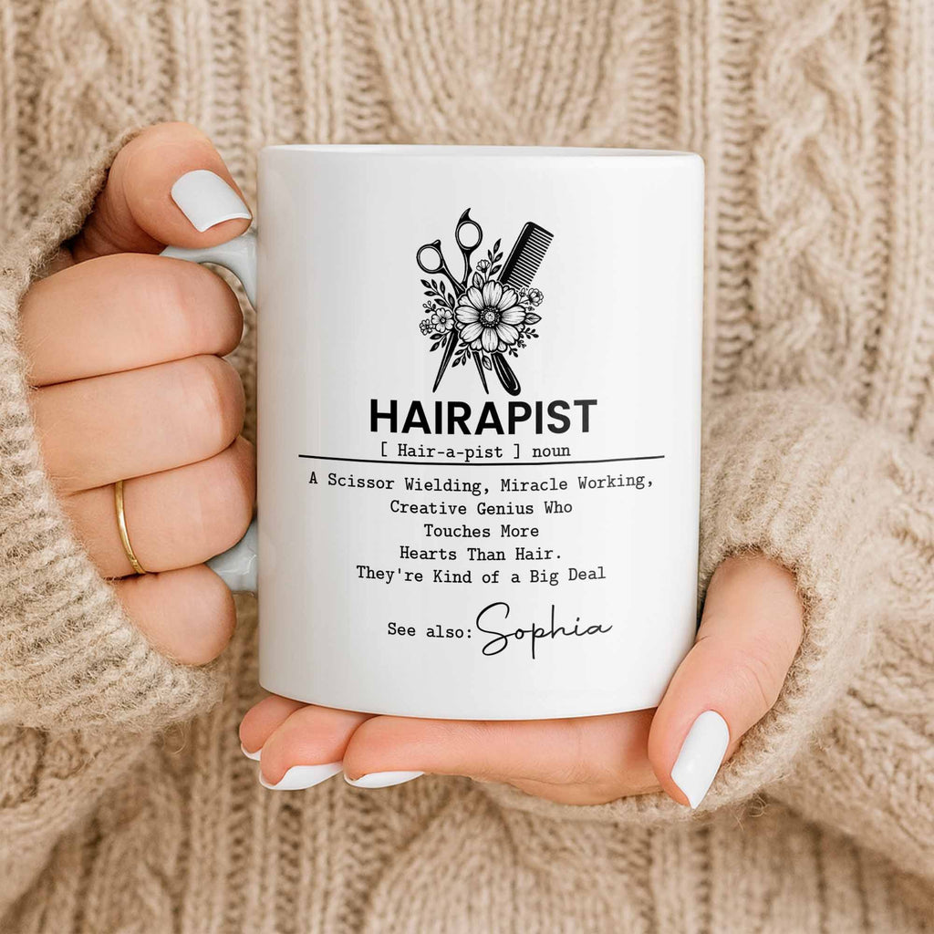 Personalized Hairapist Coffee Mug Custom Name Gift for Her Edge-to-edge Mug GradoCreations