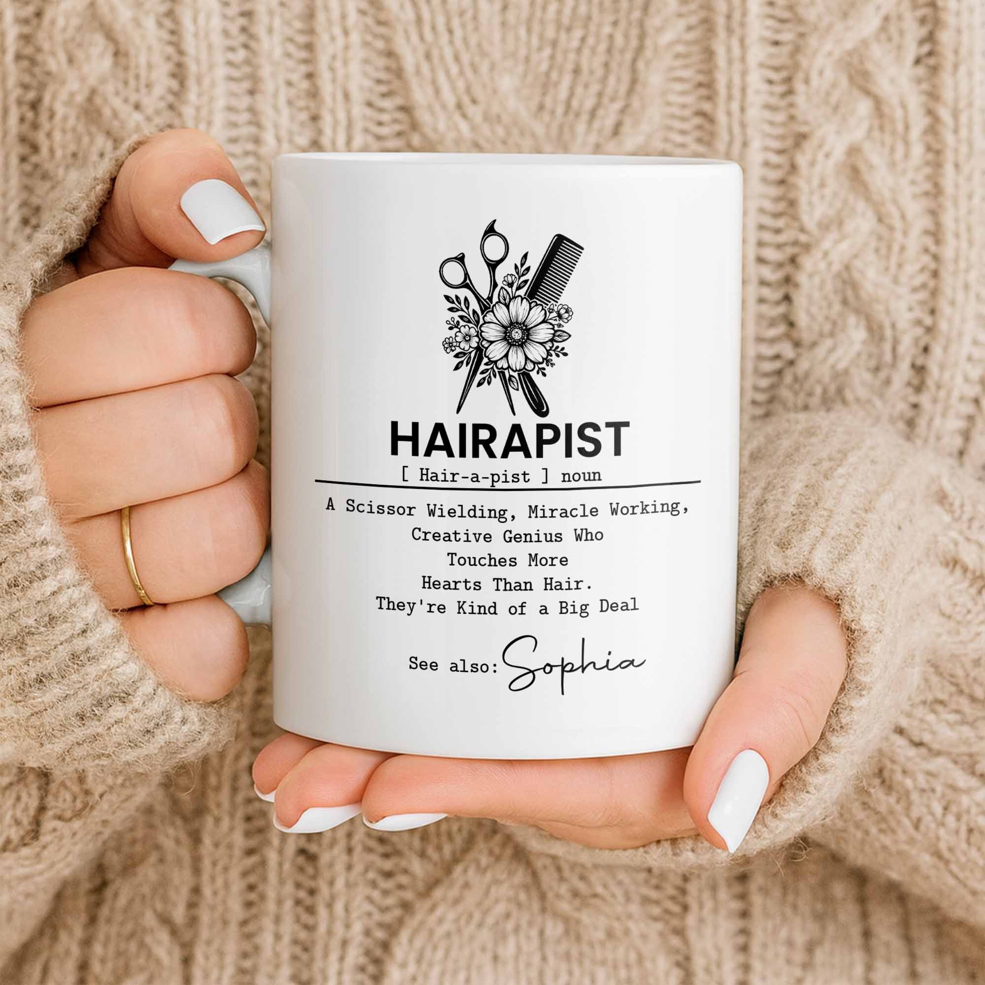 Personalized Hairapist Coffee Mug Custom Name Gift for Her Edge-to-edge Mug GradoCreations