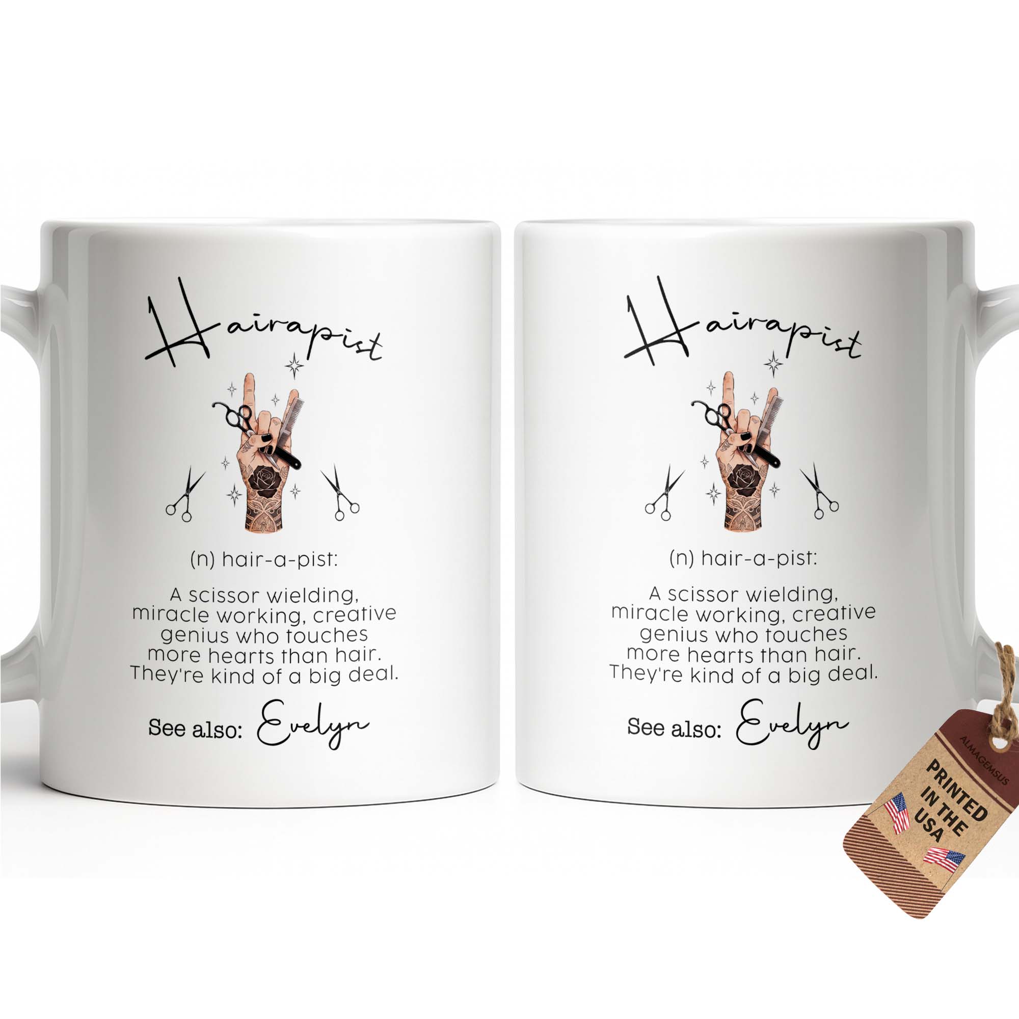 Personalized Ceramic Coffee Mug for Hairstylist Gift Idea Edge-to-edge Mug GradoCreations