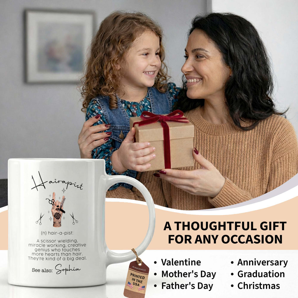 Personalized Ceramic Coffee Mug for Hairstylist Gift Idea Edge-to-edge Mug GradoCreations