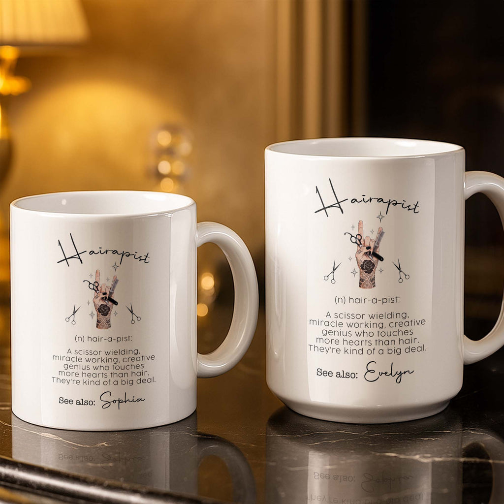 Personalized Ceramic Coffee Mug for Hairstylist Gift Idea Edge-to-edge Mug GradoCreations