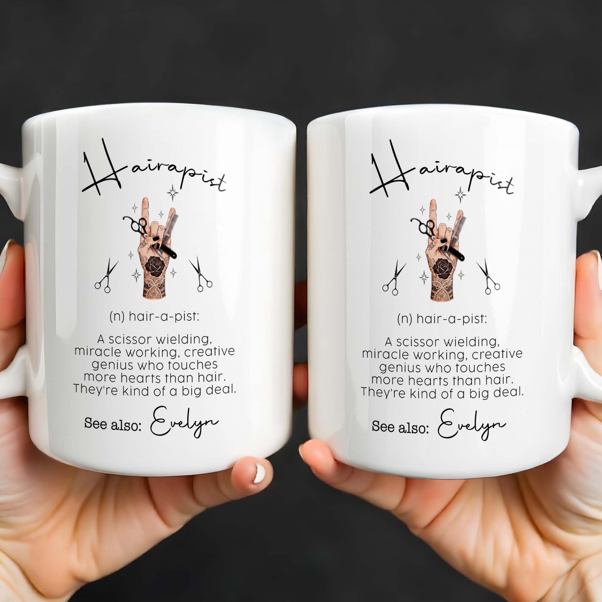 Personalized Ceramic Coffee Mug for Hairstylist Gift Idea Edge-to-edge Mug GradoCreations