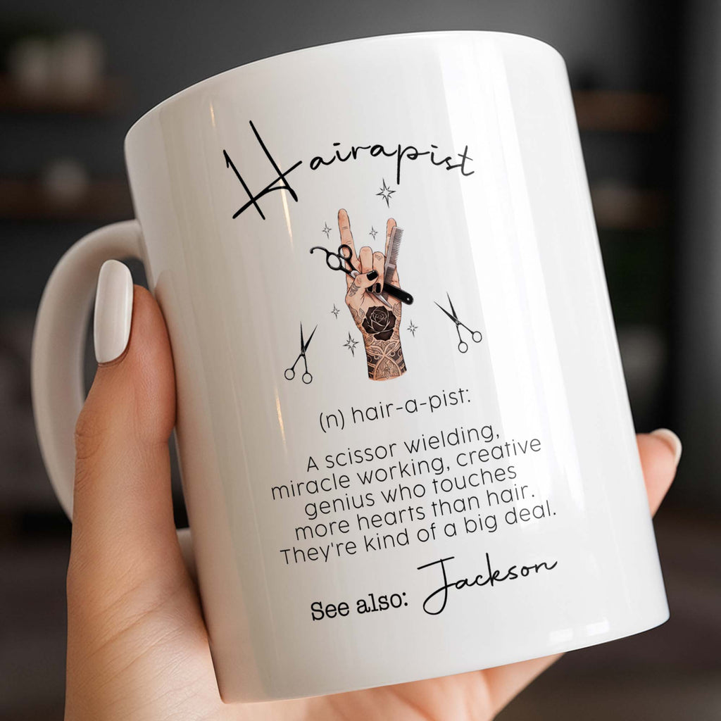 Personalized Ceramic Coffee Mug for Hairstylist Gift Idea Edge-to-edge Mug GradoCreations