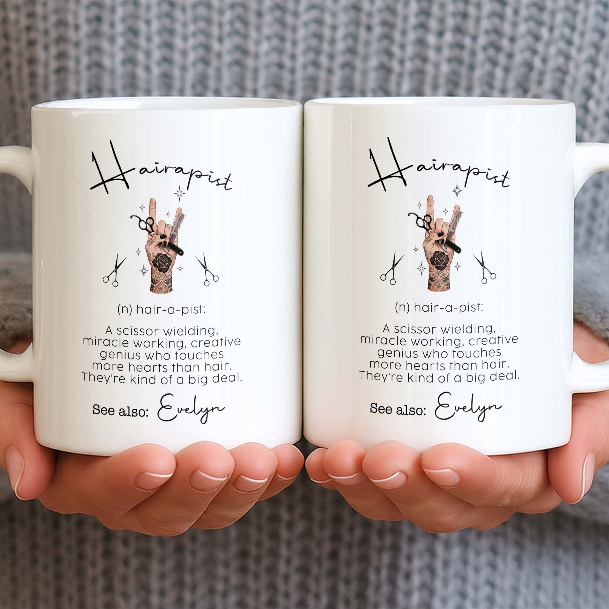 Personalized Ceramic Coffee Mug for Hairstylist Gift Idea Edge-to-edge Mug GradoCreations