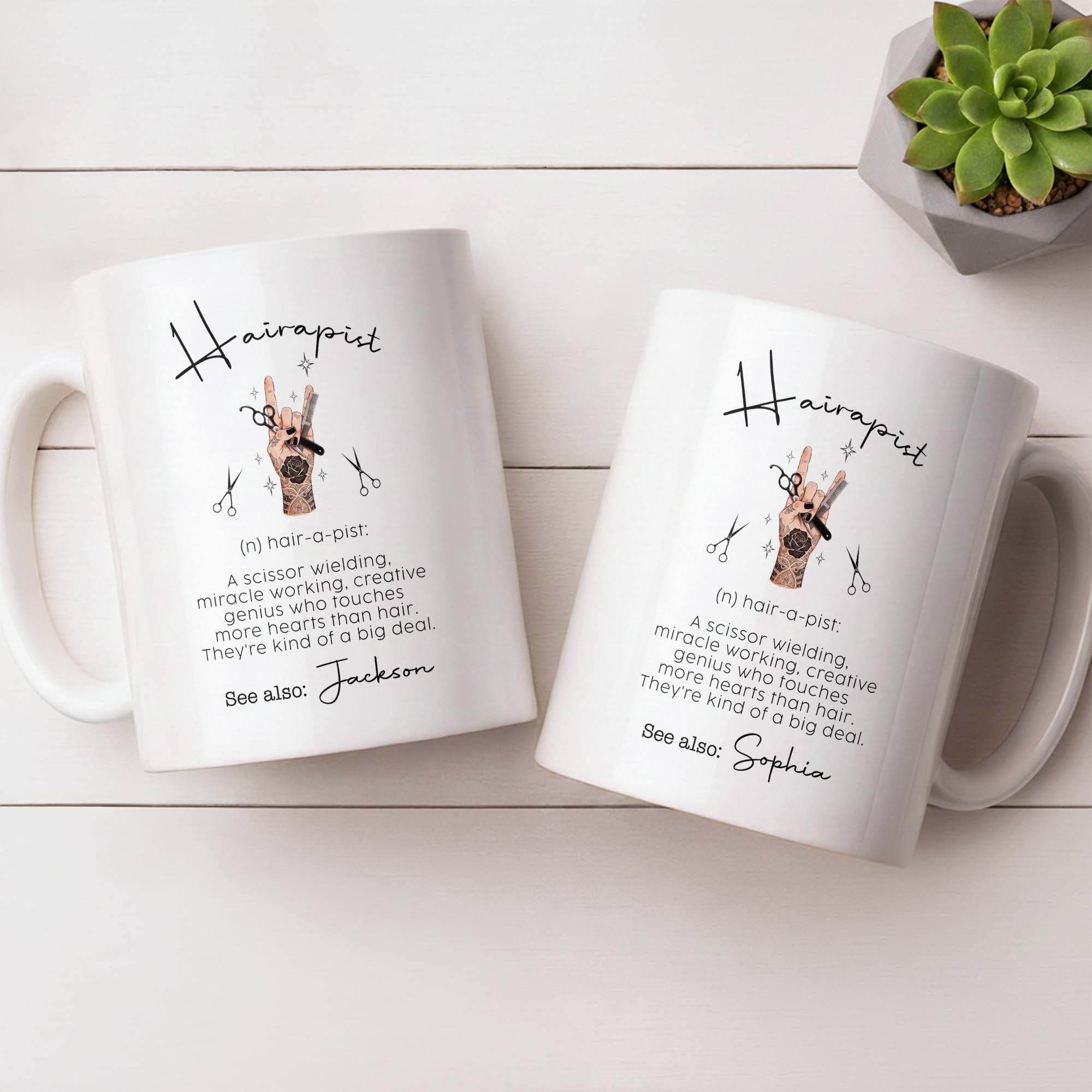 Personalized Ceramic Coffee Mug for Hairstylist Gift Idea Edge-to-edge Mug GradoCreations