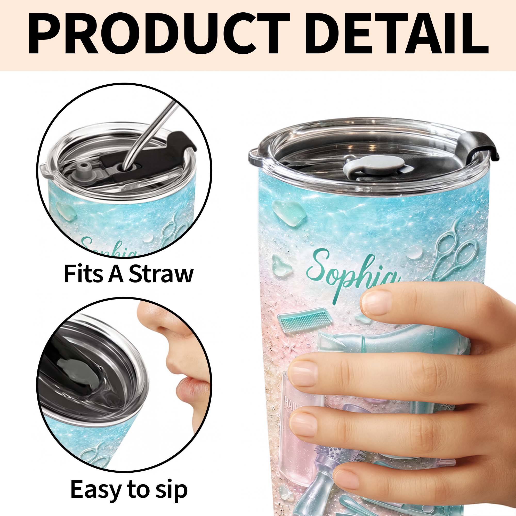 Personalized Stainless Steel Tumbler for Hairstylist Gift 20oz 20oz Tumbler GradoCreations