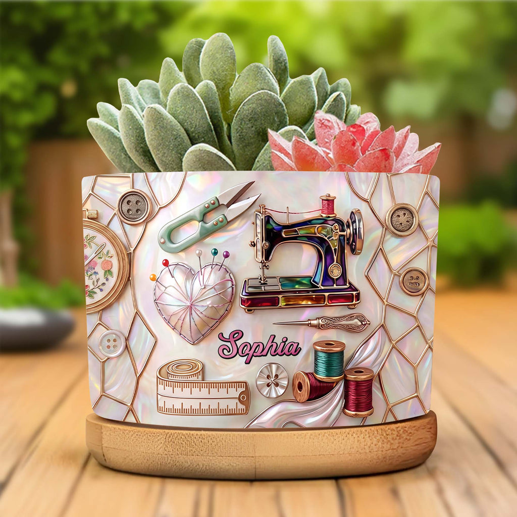 Personalized Ceramic Plant Pot with Custom Message for Crafters