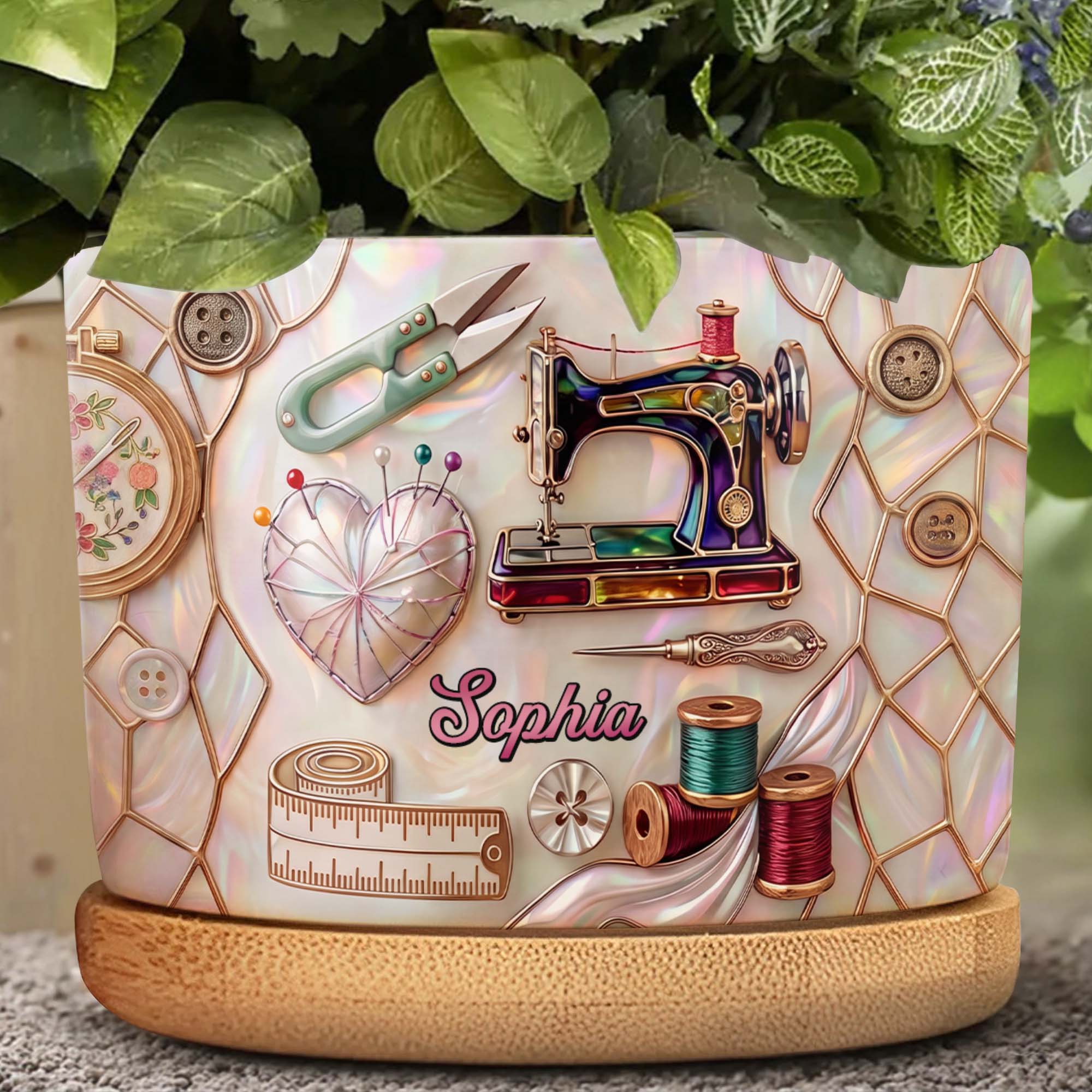 Personalized Ceramic Plant Pot with Custom Message for Crafters
