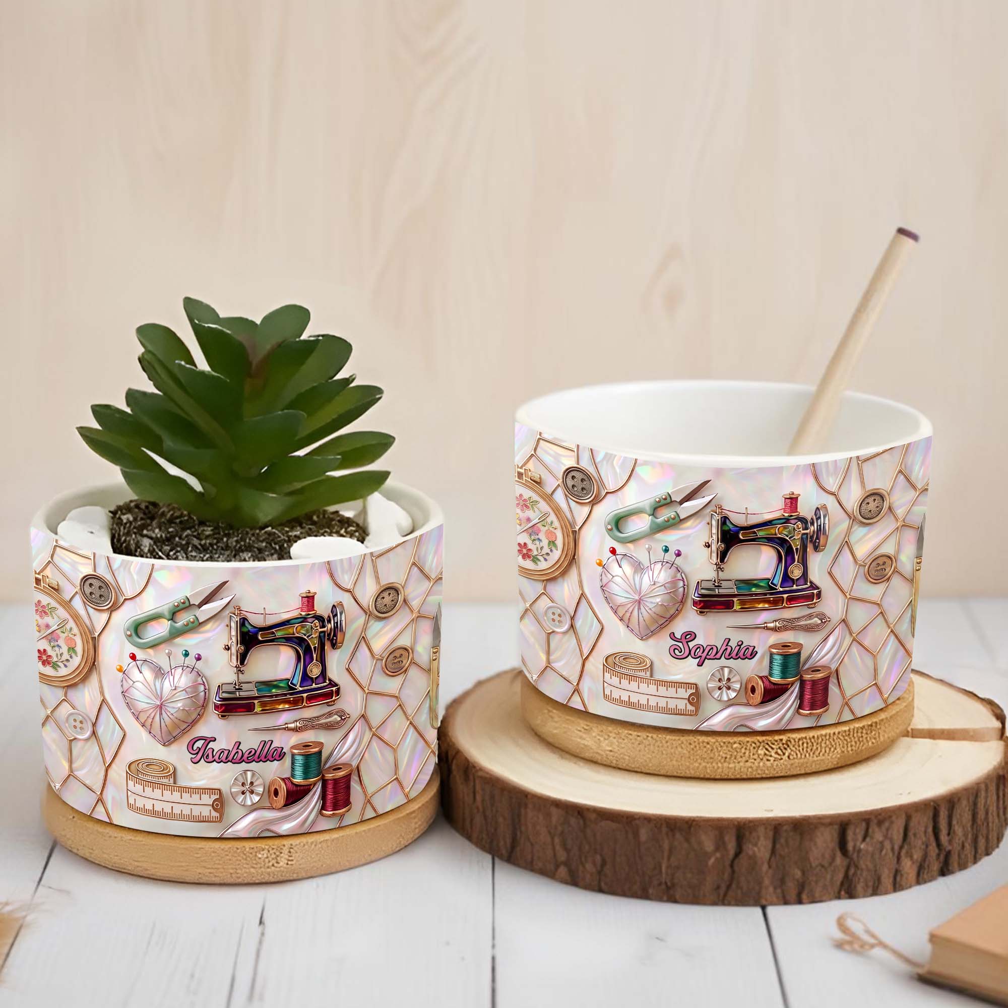 Personalized Ceramic Plant Pot with Custom Message for Crafters