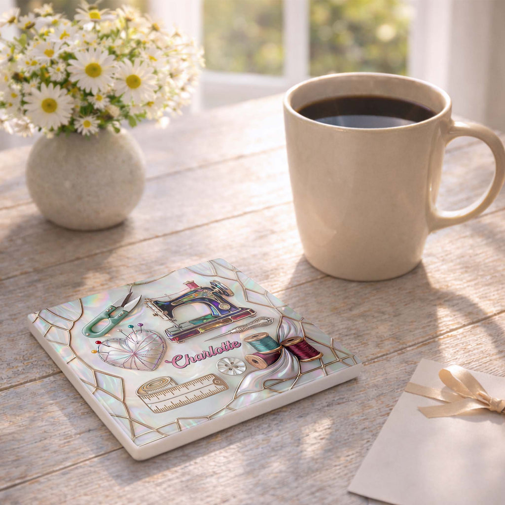 Personalized Ceramic Coaster Custom Design Gift for Mom