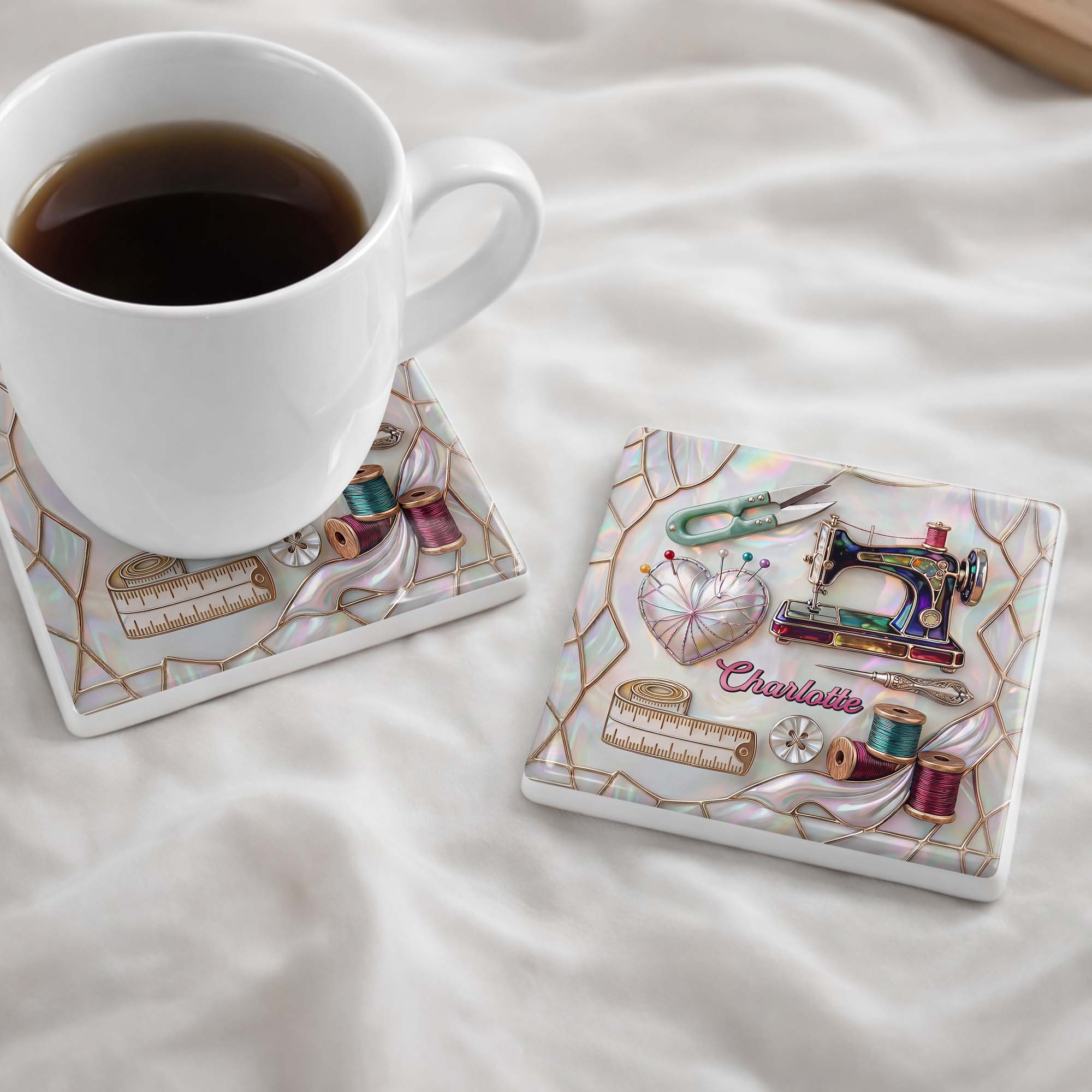 Personalized Ceramic Coaster Custom Design Gift for Mom
