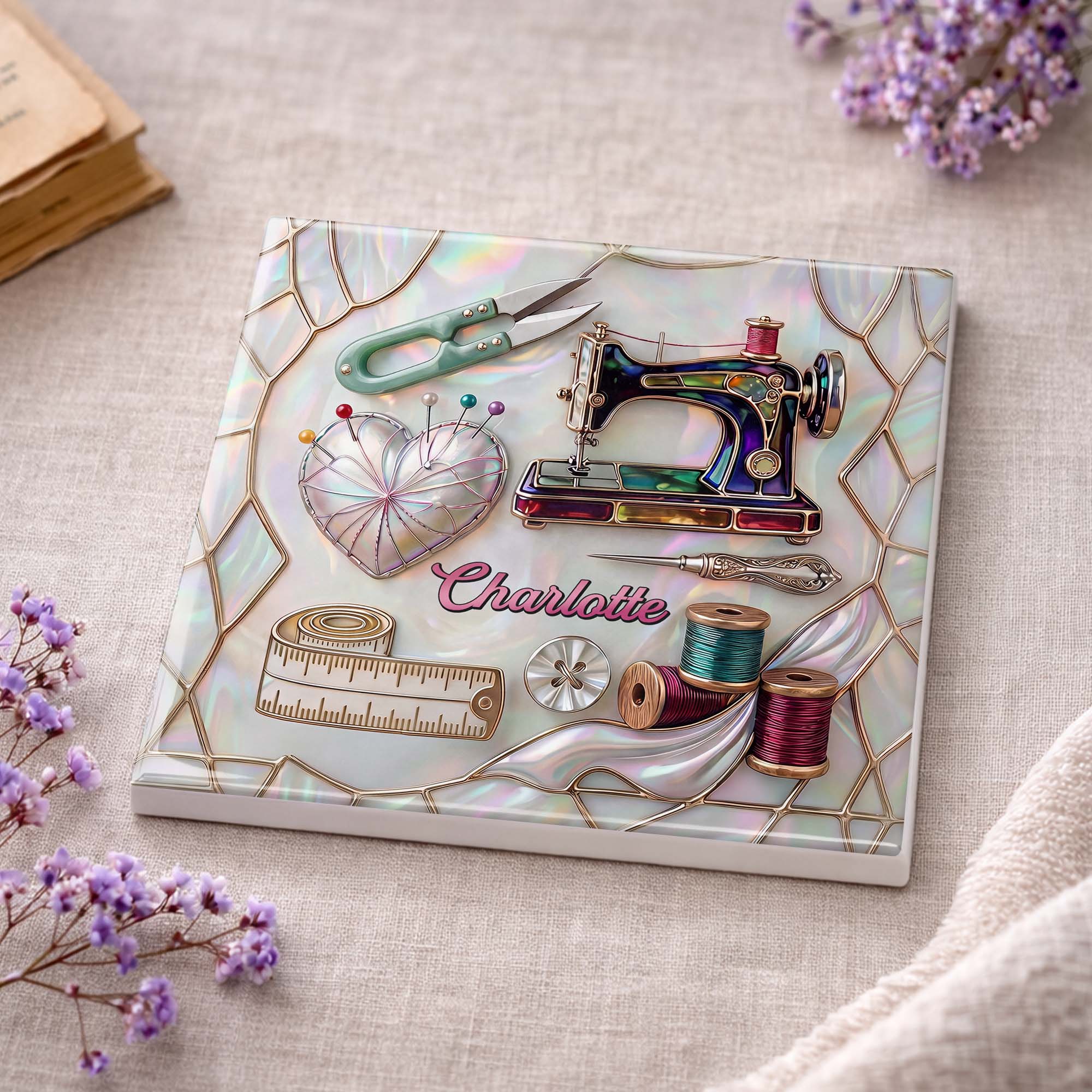 Personalized Ceramic Coaster Custom Design Gift for Mom