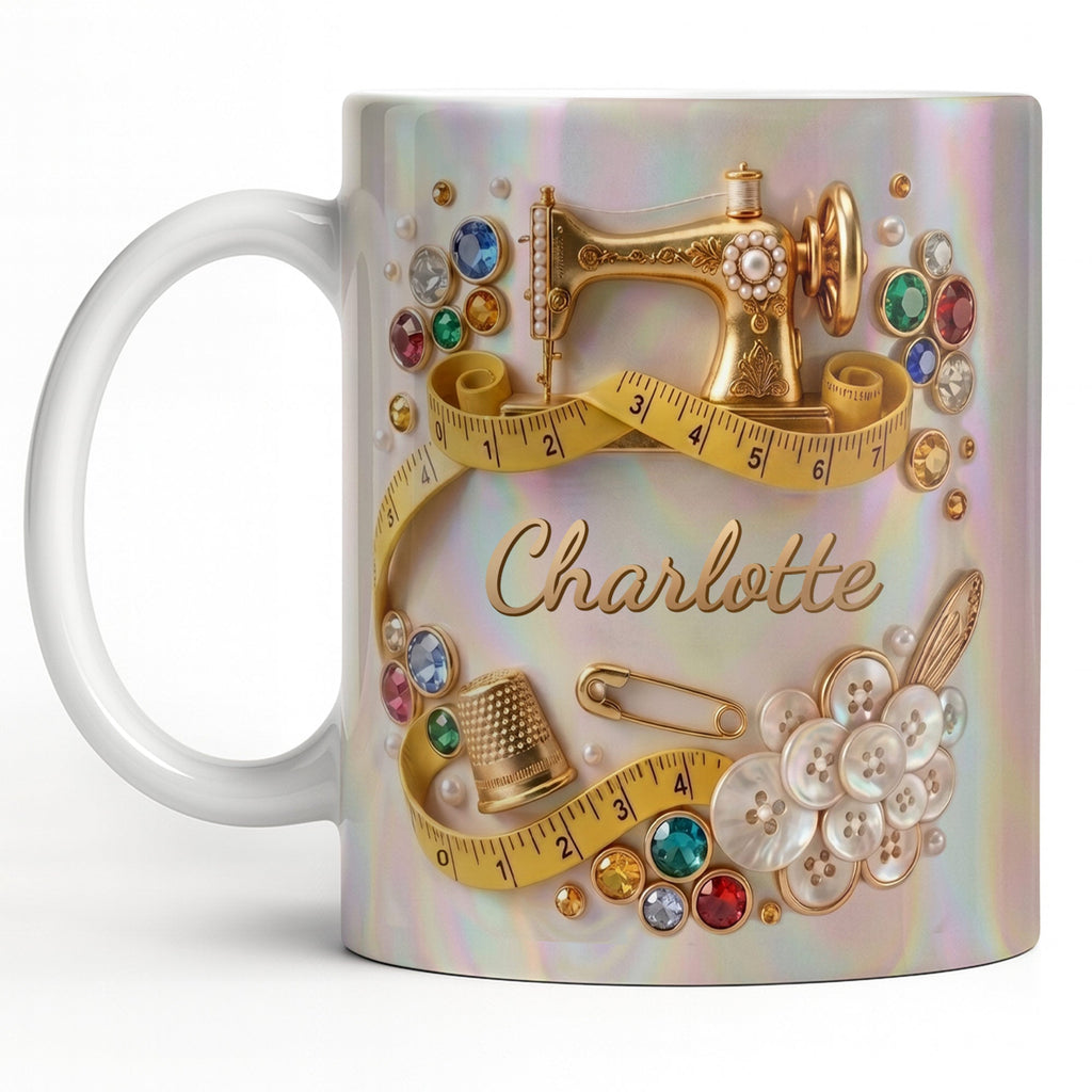 Personalized Coffee Mug for Sewing Lovers Custom Gift for Mom Edge-to-edge Mug GradoCreations