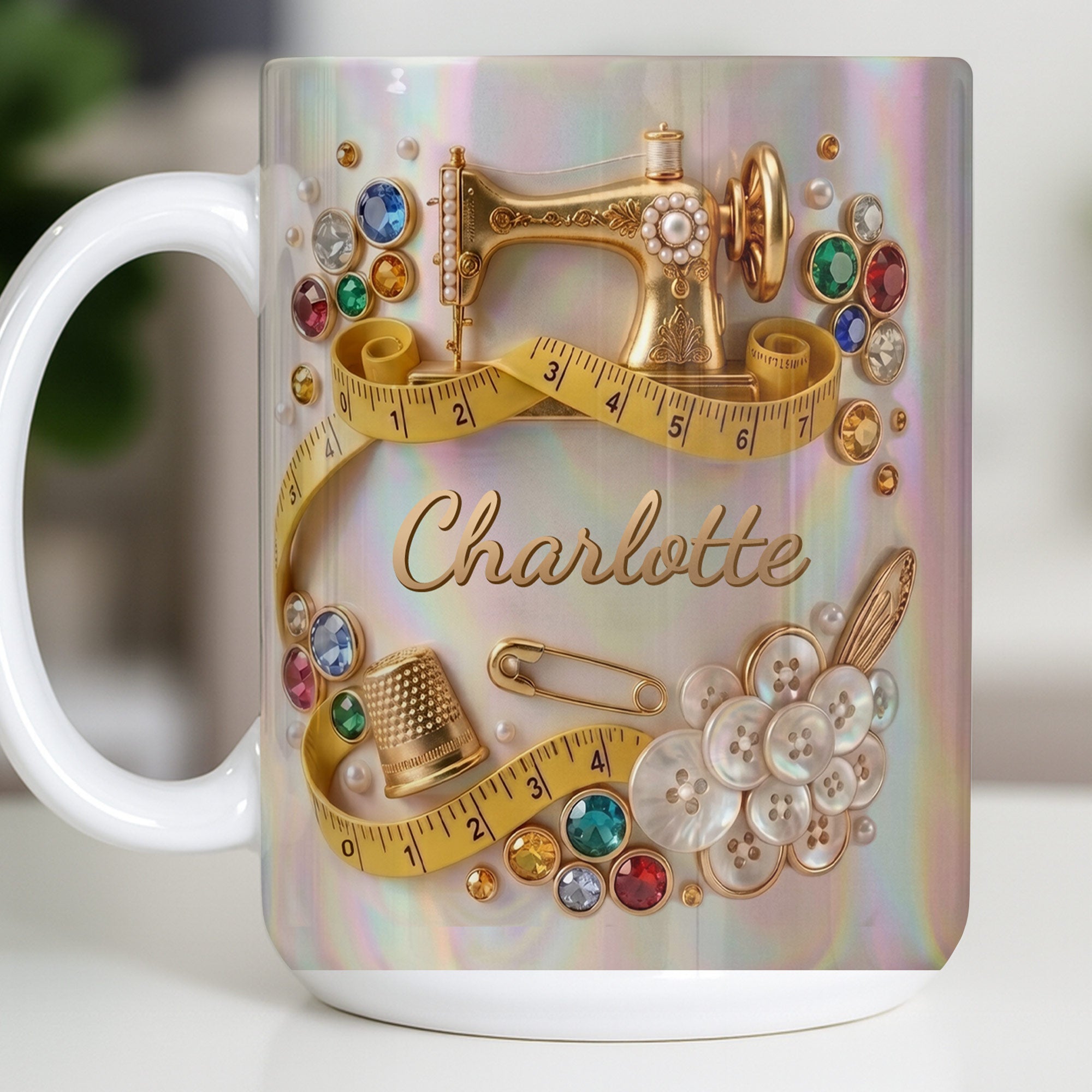 Personalized Coffee Mug for Sewing Lovers Custom Gift for Mom Edge-to-edge Mug GradoCreations