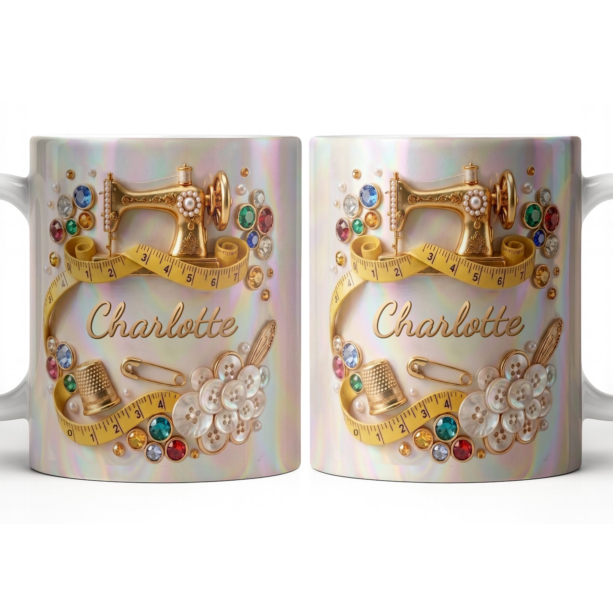 Personalized Coffee Mug for Sewing Lovers Custom Gift for Mom Edge-to-edge Mug GradoCreations