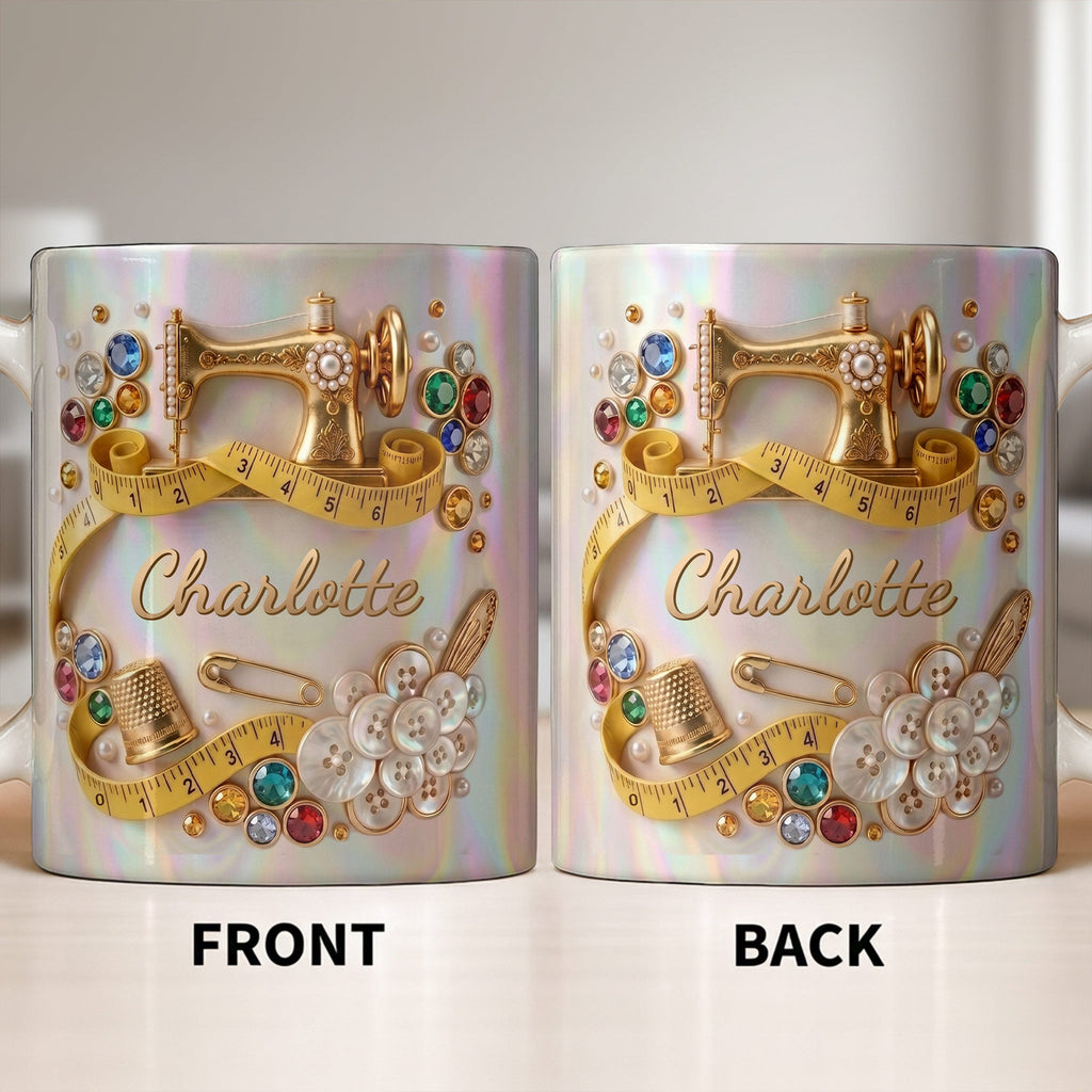 Personalized Coffee Mug for Sewing Lovers Custom Gift for Mom Edge-to-edge Mug GradoCreations