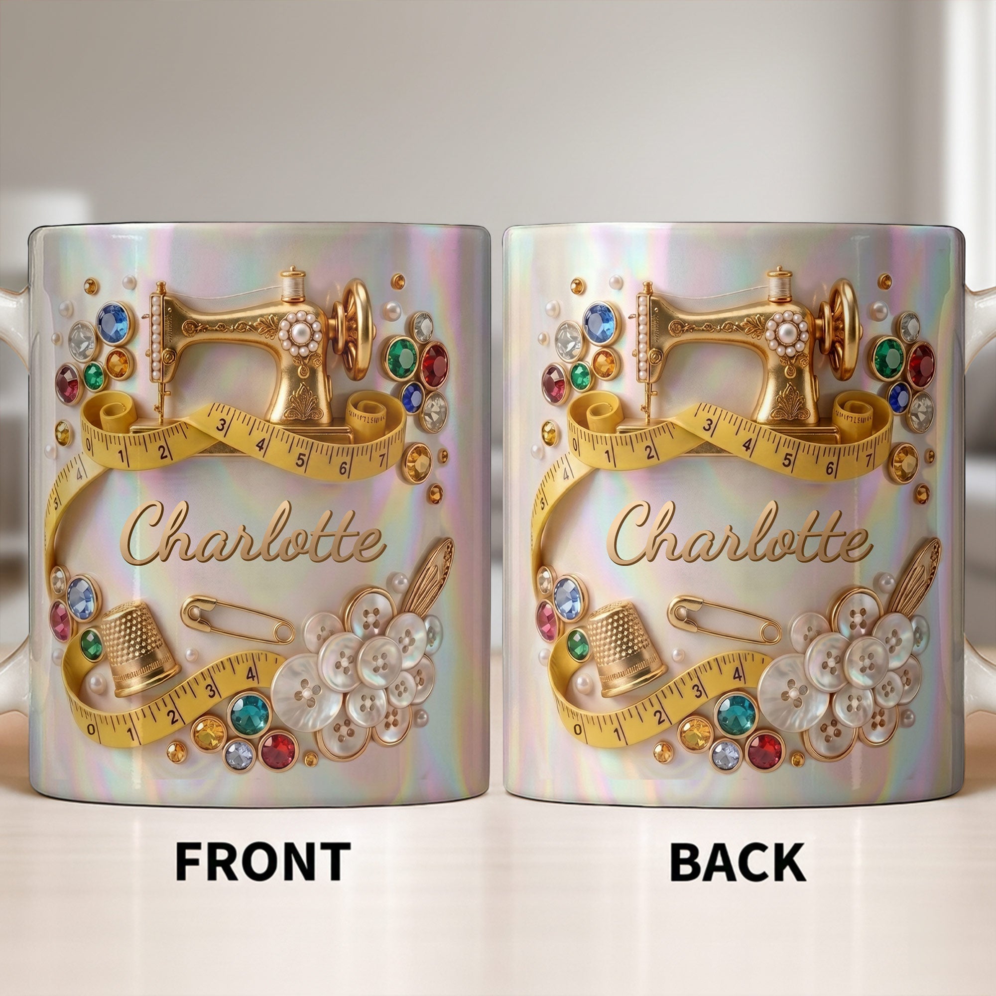 Personalized Coffee Mug for Sewing Lovers Custom Gift for Mom Edge-to-edge Mug GradoCreations