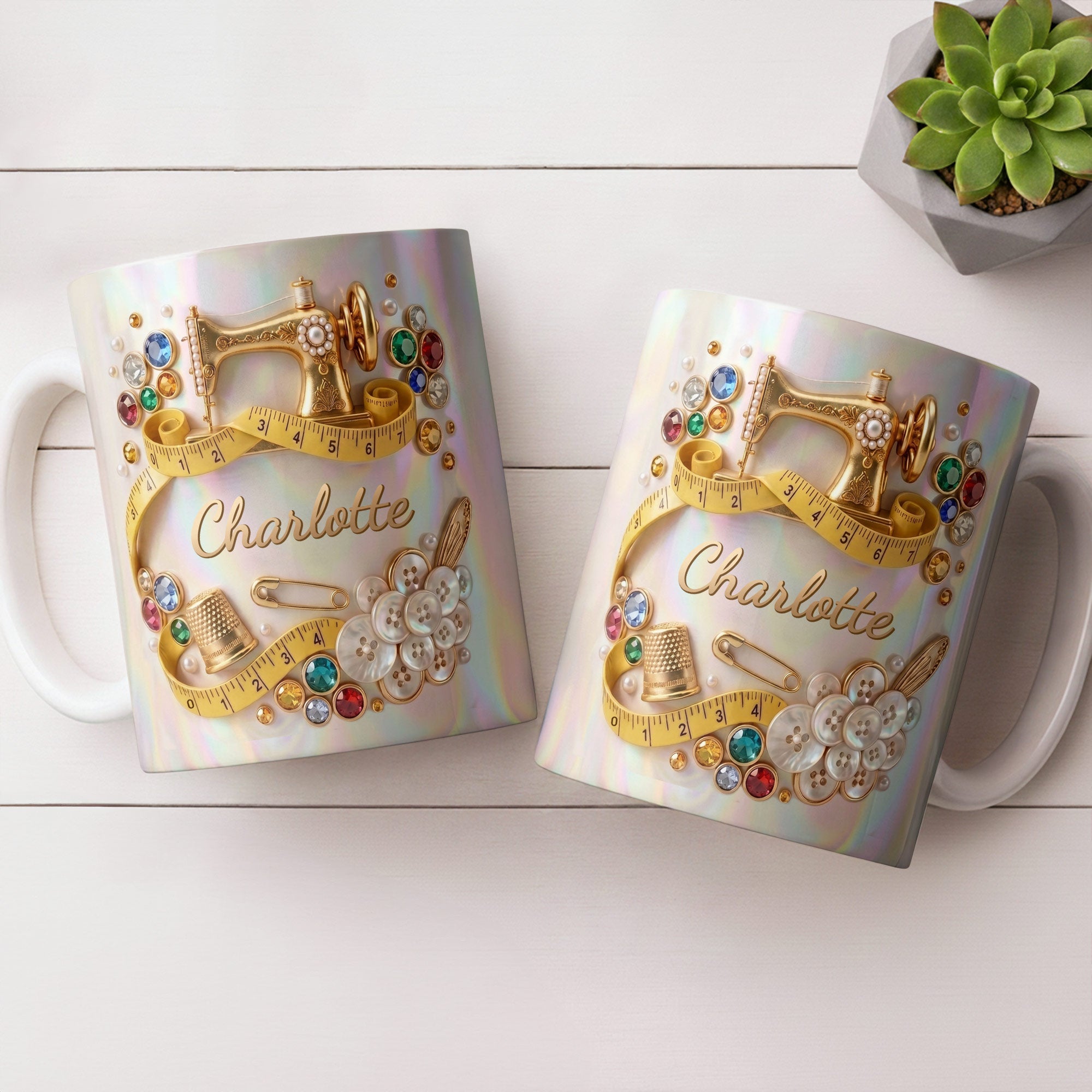 Personalized Coffee Mug for Sewing Lovers Custom Gift for Mom Edge-to-edge Mug GradoCreations