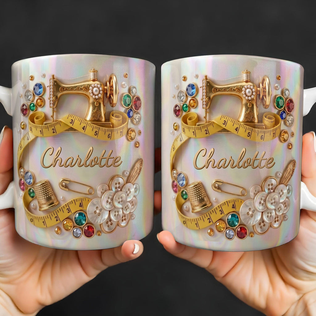 Personalized Coffee Mug for Sewing Lovers Custom Gift for Mom Edge-to-edge Mug GradoCreations