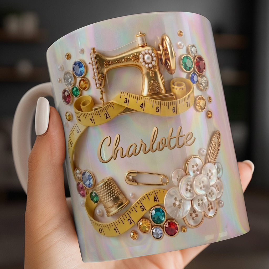 Personalized Coffee Mug for Sewing Lovers Custom Gift for Mom Edge-to-edge Mug GradoCreations