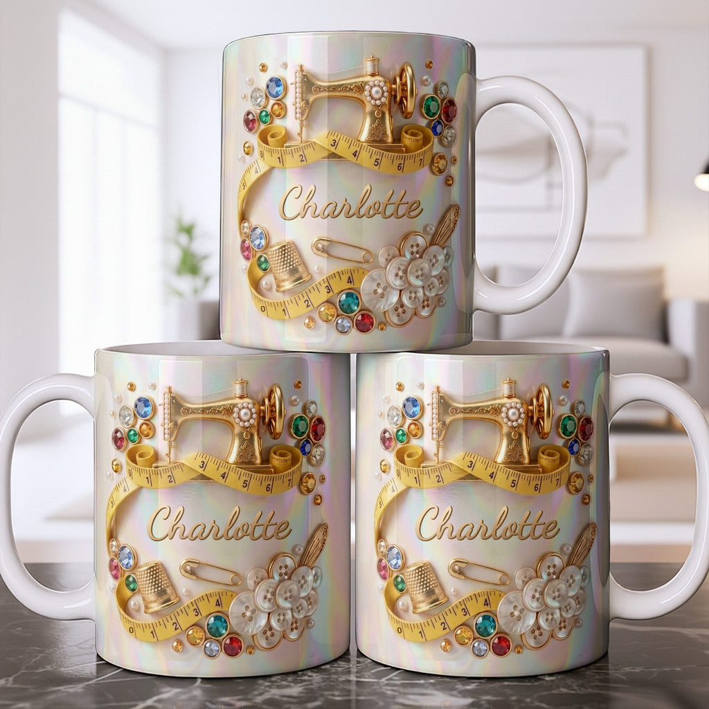 Personalized Coffee Mug for Sewing Lovers Custom Gift for Mom Edge-to-edge Mug GradoCreations