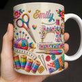 Personalized Custom Coffee Mug with Sewing Theme Gift for Crafters Edge-to-edge Mug GradoCreations