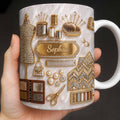 Personalized 3D Golden Sewing Machine Mug Custom Name Gift for Crafters Edge-to-edge Mug GradoCreations