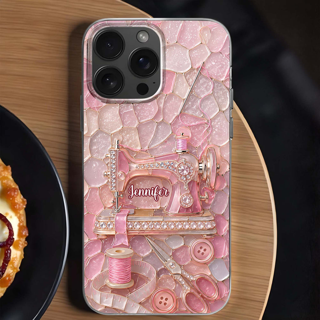Personalized Clear Phone Case with Name for Sewing Lovers Clear Phone Case GradoCreations