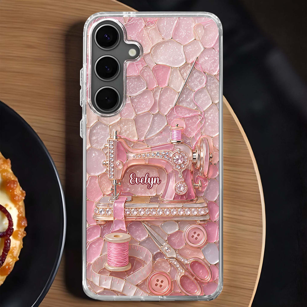 Personalized Clear Phone Case with Name for Sewing Lovers Clear Phone Case GradoCreations