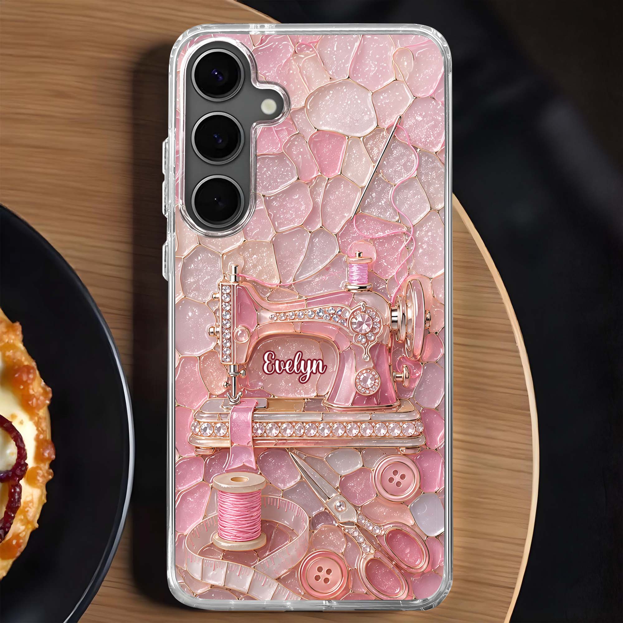 Personalized Clear Phone Case with Name for Sewing Lovers Clear Phone Case GradoCreations