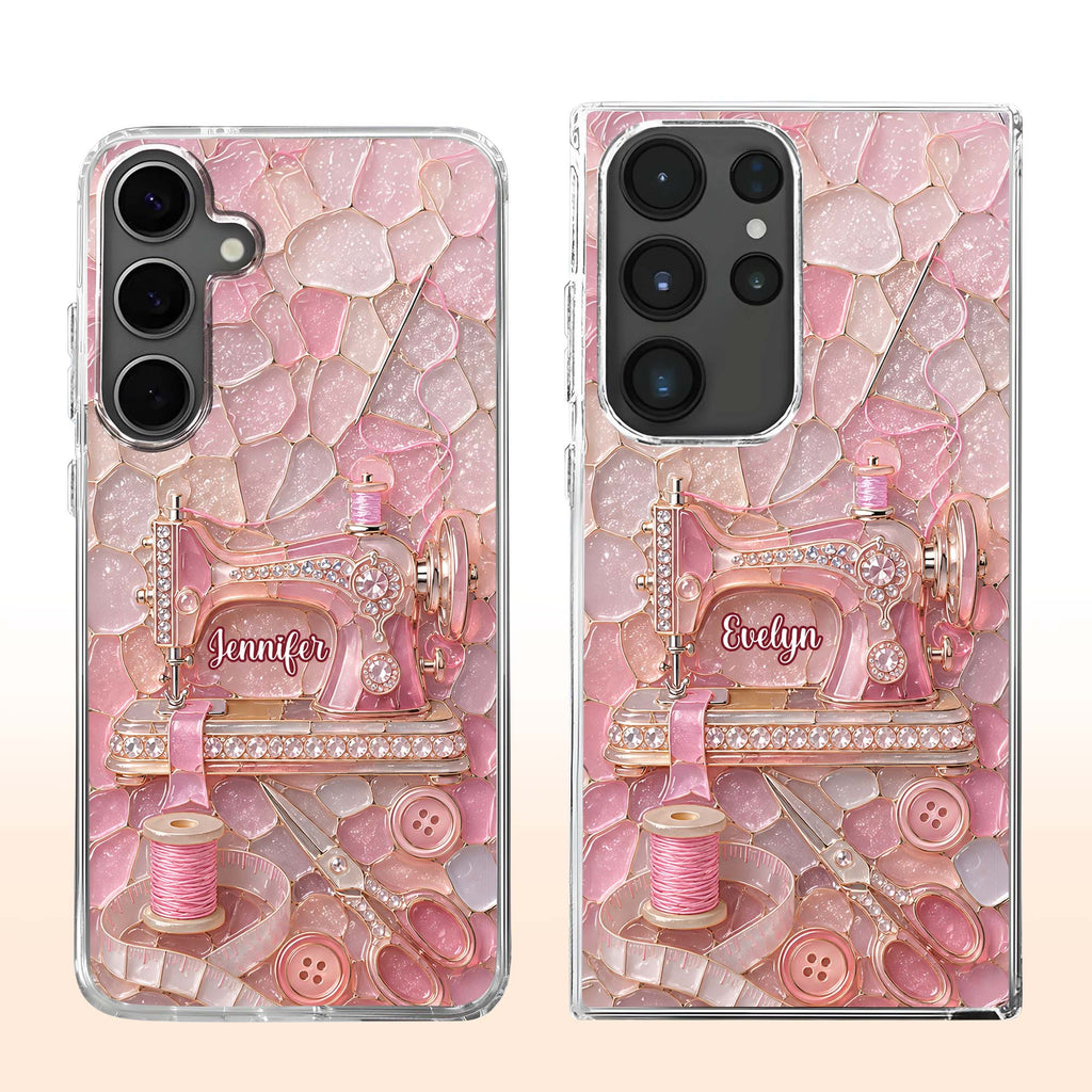 Personalized Clear Phone Case with Name for Sewing Lovers Clear Phone Case GradoCreations