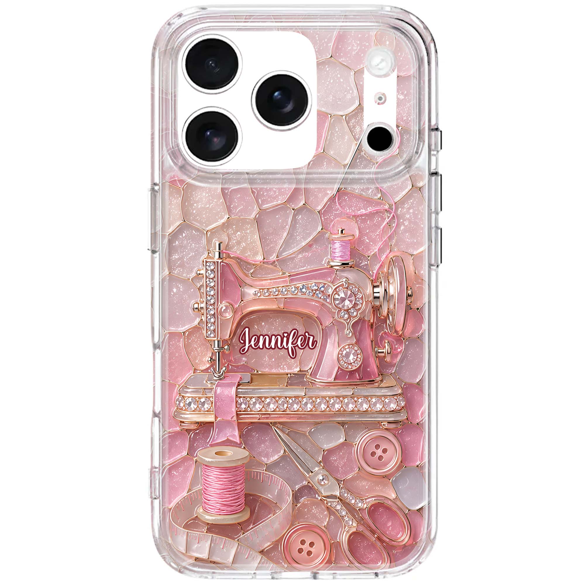 Personalized Clear Phone Case with Name for Sewing Lovers Clear Phone Case GradoCreations